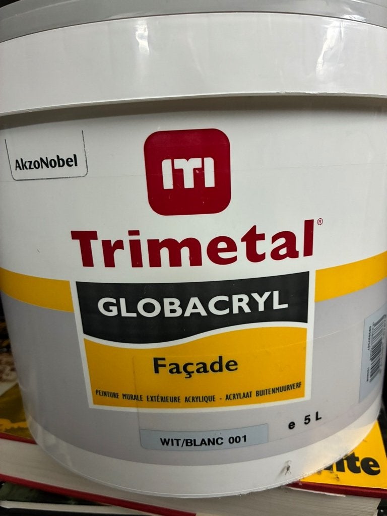 Trimetal witte gevelverf 5 liter, Ophalen, 5 tot 10 liter, Wit, Nieuw