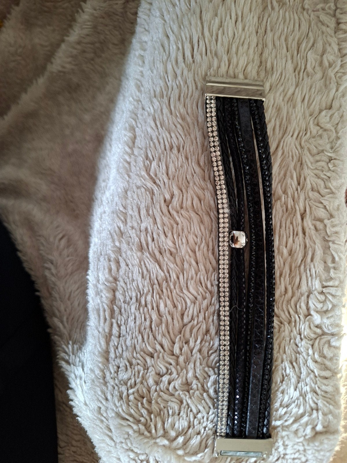 armband plus nek ketting, Enlèvement ou Envoi, Comme neuf, Noir, Avec strass