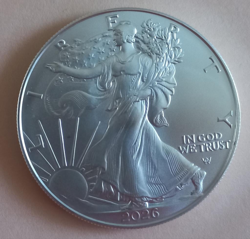 USA Silver Eagle 1oz .999 zilver, Postzegels en Munten, Edelmetalen en Baren, Zilver, Verzenden