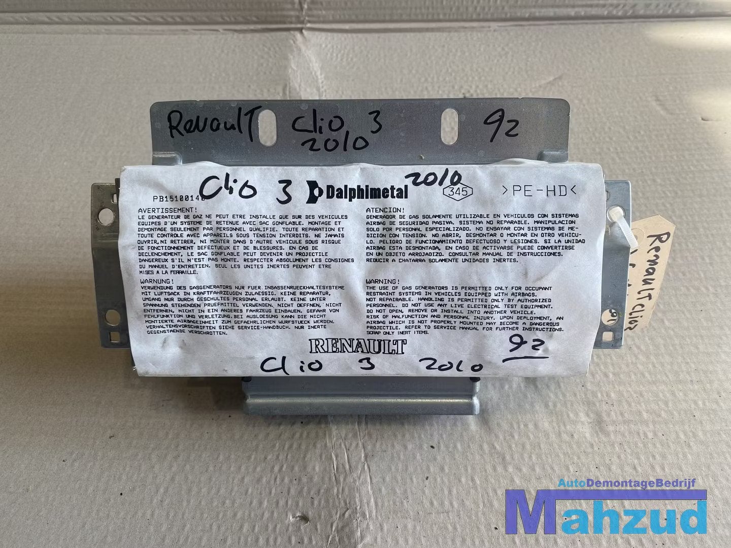 RENAULT CLIO 3 Passagiers airbag dashboard rechts, Auto-onderdelen, Renault Group, Gebruikt, Contact.group@renault.com, Renault