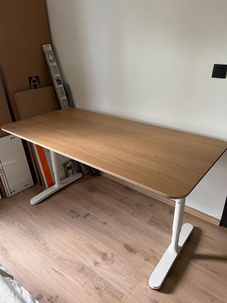 Grote bureautafel Ikea Bekant, Huis en Inrichting, Ophalen, 160 cm, Gebruikt, In hoogte verstelbaar