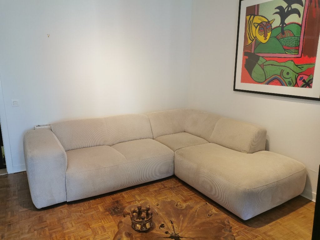Curduroy sofa in L vorm, Huis en Inrichting, Zetels | Zetels, Ophalen, Hoekbank, Zo goed als nieuw, 200 tot 250 cm