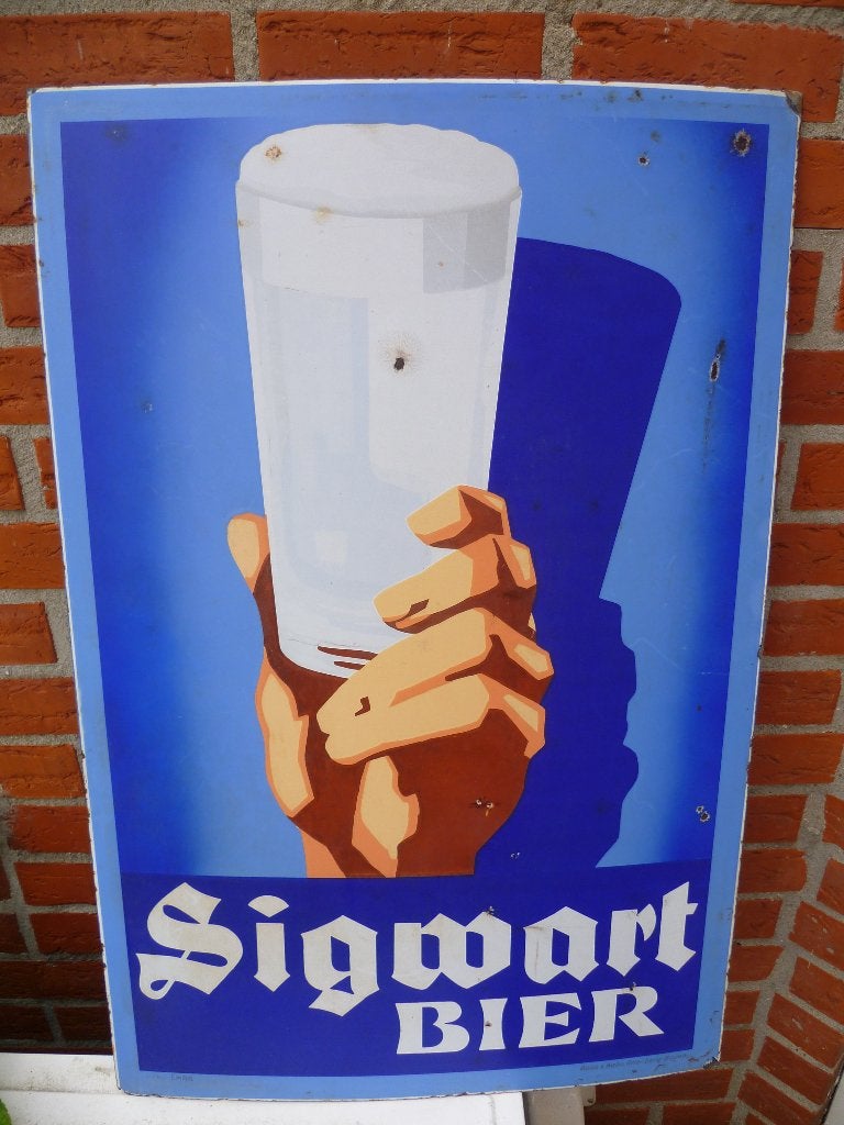 EMAILLE RECLAMEBORD"SIGWART BIER"UIT JAREN30/40, Enlèvement ou Envoi, Utilisé, Panneau publicitaire
