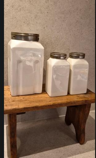 Vintage keramische voorraadpotten set, Antiek en Kunst, Verzenden