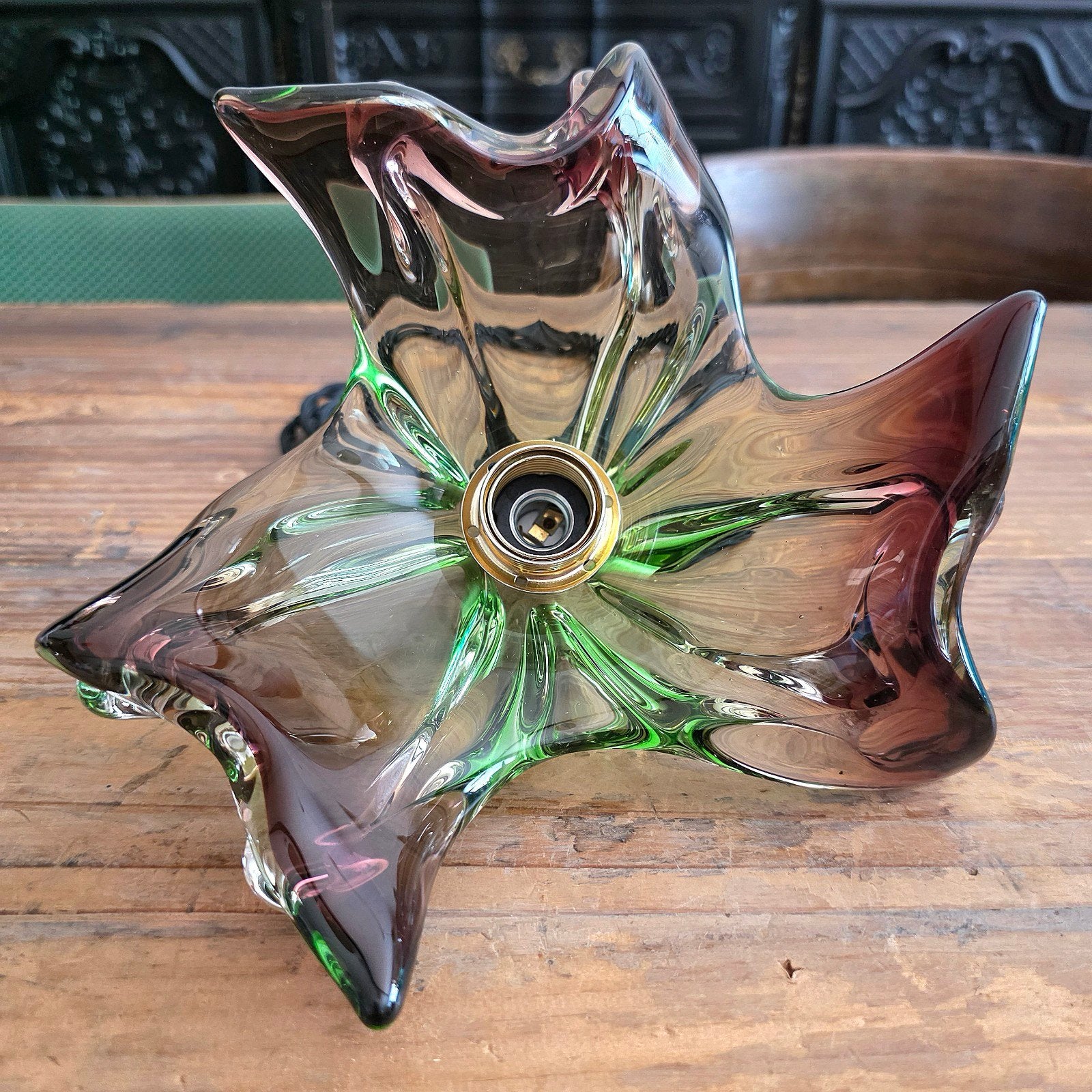 Vintage Boheemse Jozef Hospodka glazen hanglamp., Antiek en Kunst, Ophalen of Verzenden