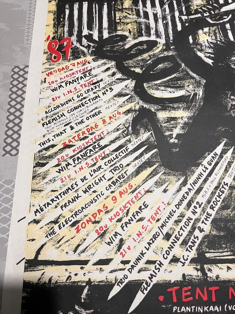 Vintage Poster Free Music '87 Tent Nieuwe Scene, Verzamelen, Deurposter of groter, Ophalen of Verzenden, Muziek, Rechthoekig Staand