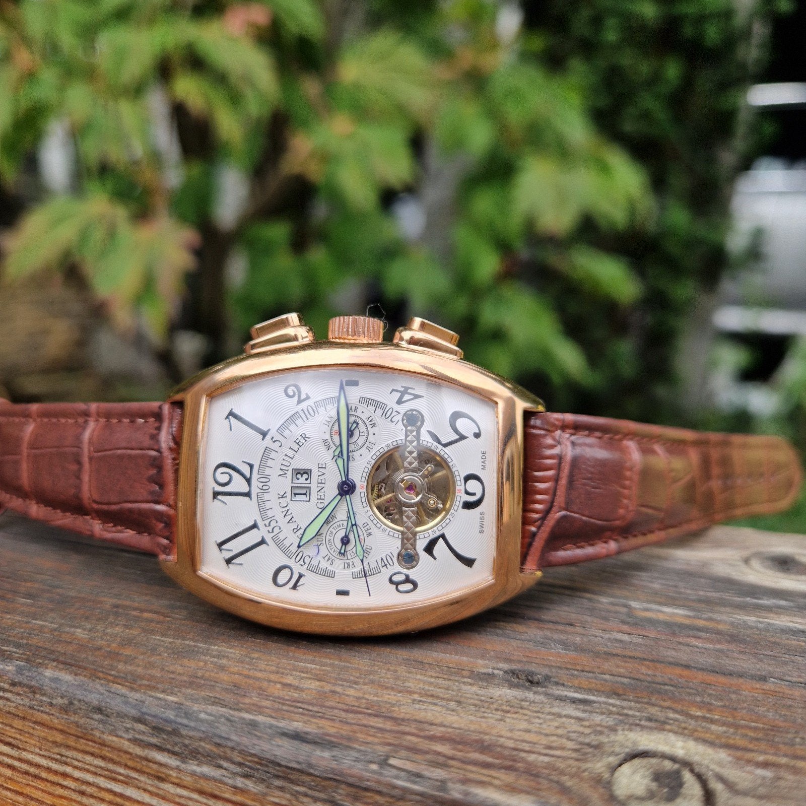 mooie horloge rose goud en bruin, Handtassen en Accessoires, Ophalen of Verzenden, Goud