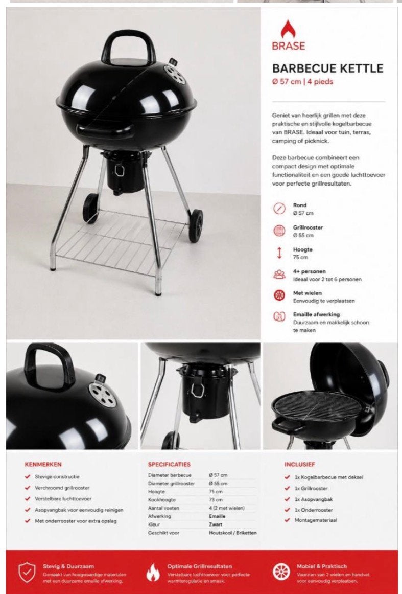 BRASE Kogelbarbecue Ø57 cm – Nieuw in doos, Ophalen of Verzenden, Nieuw
