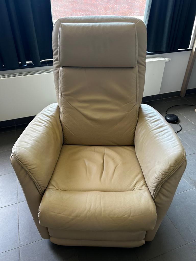 Senioren zetel leder, Huis en Inrichting, Ophalen, Gebruikt
