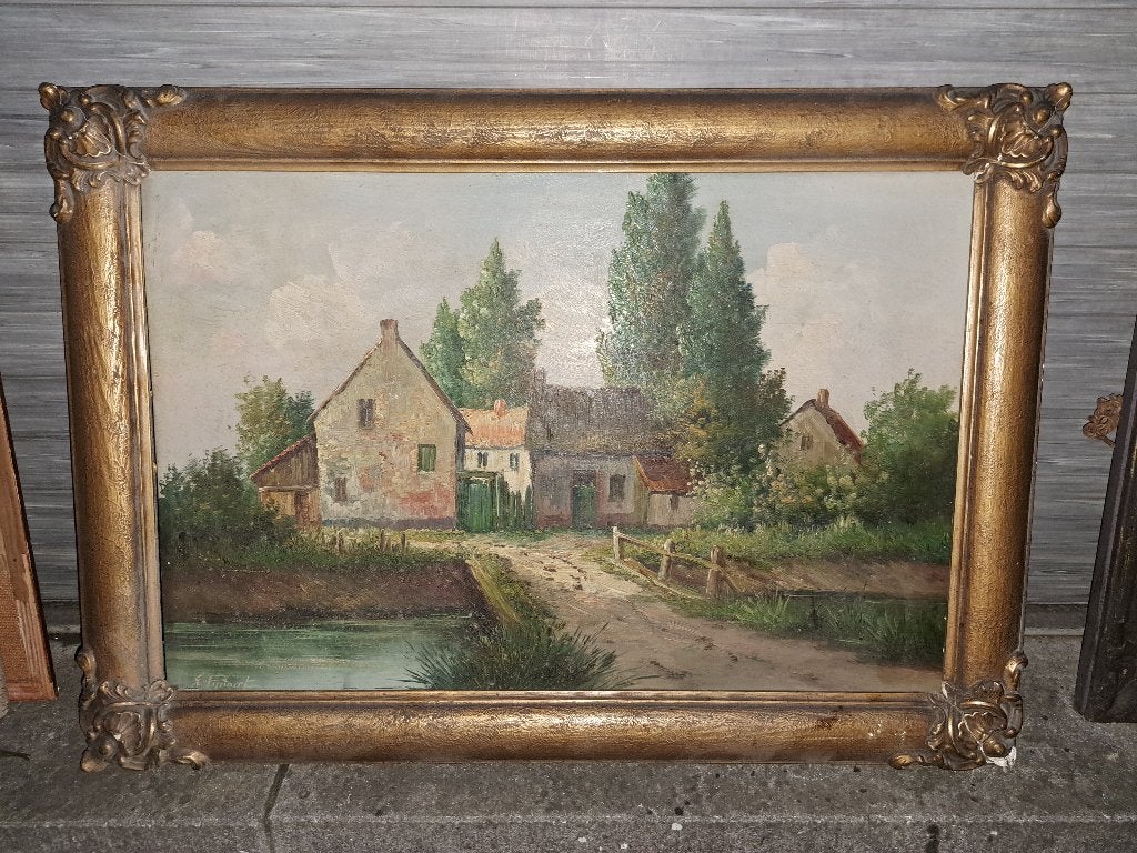 huile sur panneau signe Gustave pynaert, Antiquités & Art, Enlèvement ou Envoi, Panneau