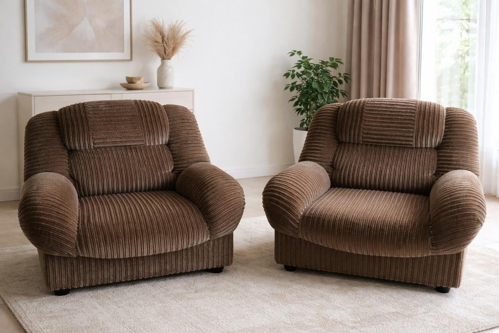 Set van 2 comfortabele ribfluwelen zetels – zeer goede staat, Ophalen