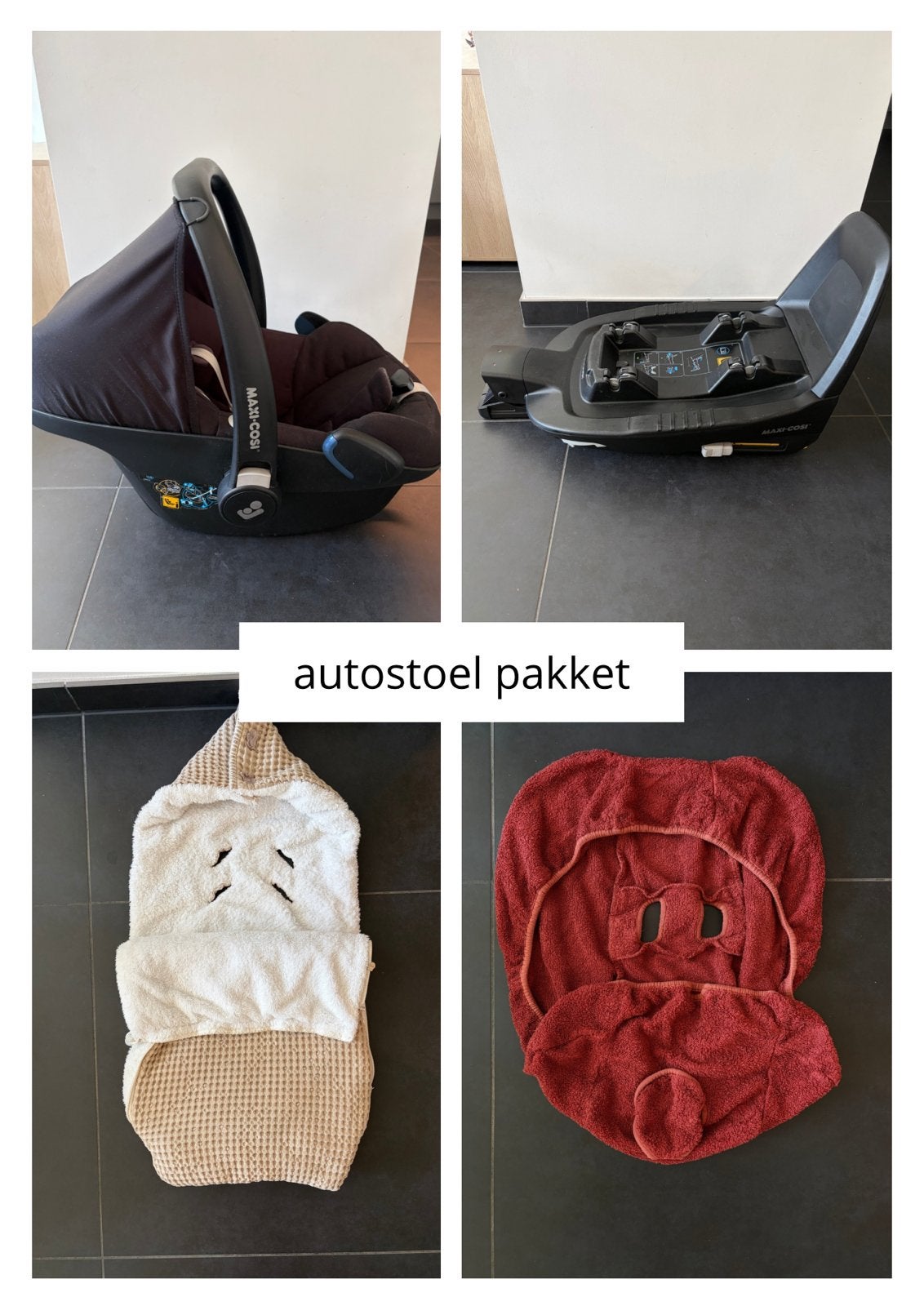 Autostoel pakket met maxi cosi + isofix basis + voetenzak, Ophalen, Zo goed als nieuw, Isofix