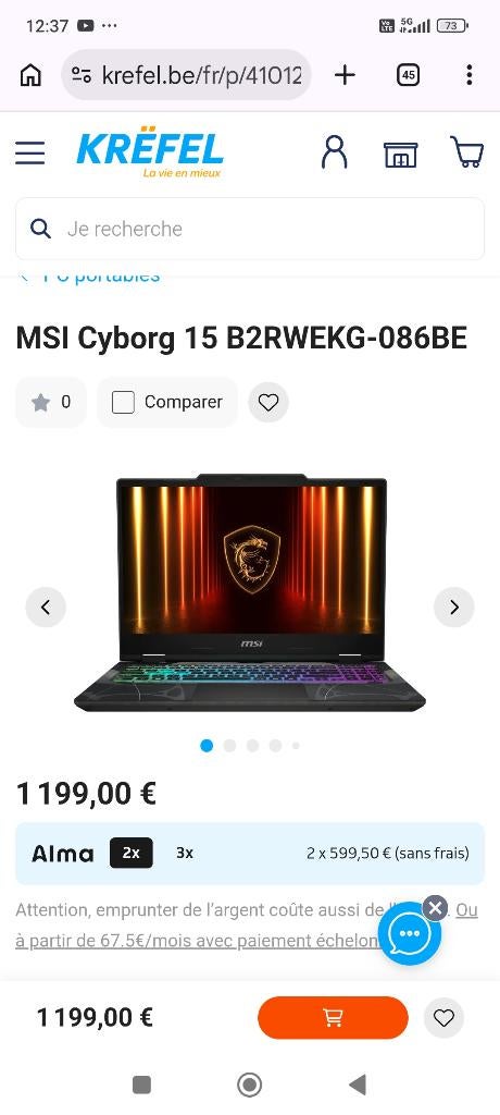 PC gaming MSI Cyborg 15 B2RWEKG-086BE, Neuf, MSI, Enlèvement, Gaming