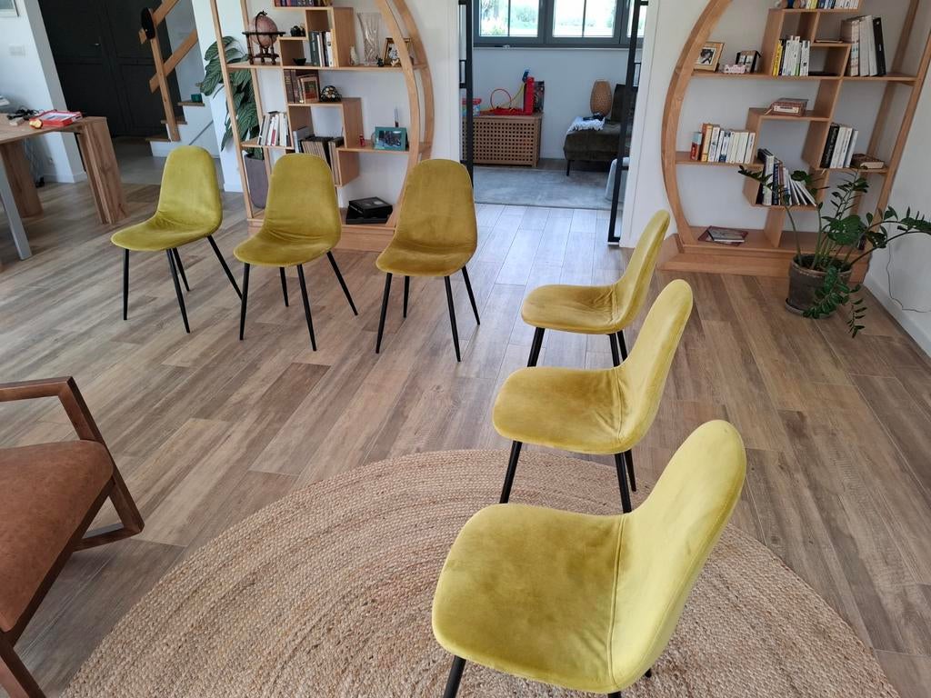 6 stoelen „CLYDE Velours” (Maisons du Monde), Huis en Inrichting, Ophalen, Overige kleuren, Zo goed als nieuw, Stof
