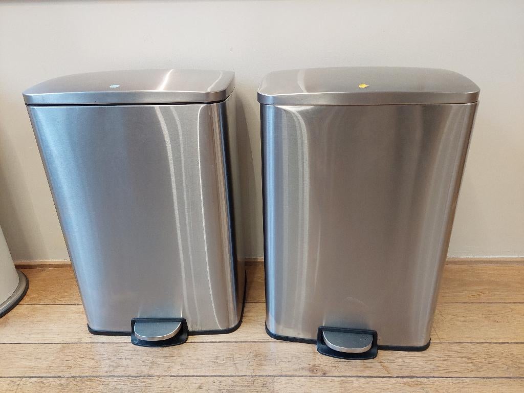 poubelle en inox rectangulaire à pédale, Ophalen, Inox, Met pedaal, 50 tot 75 cm