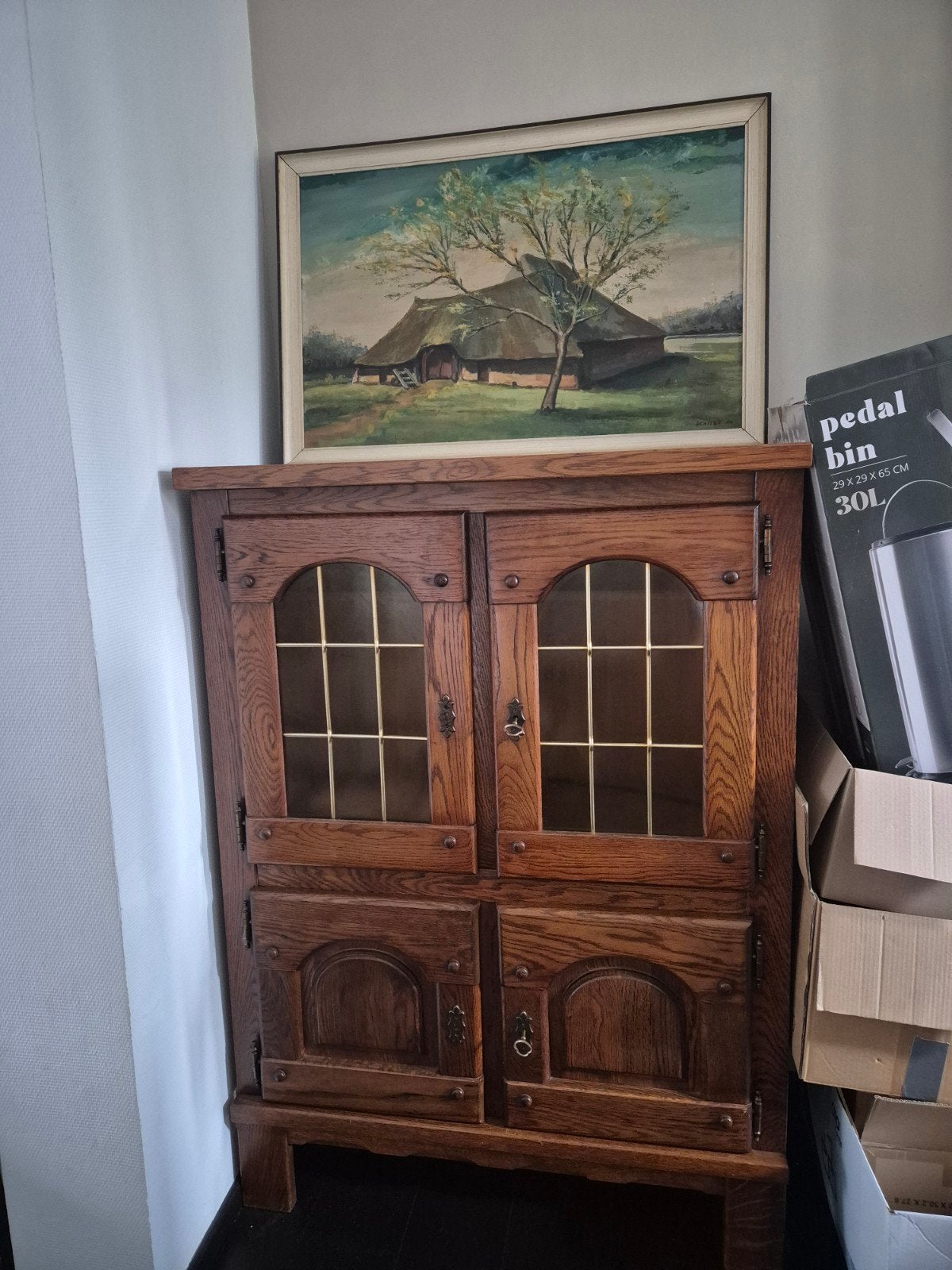 Ancienne vitrine en bois massif, Antiquités & Art, Enlèvement