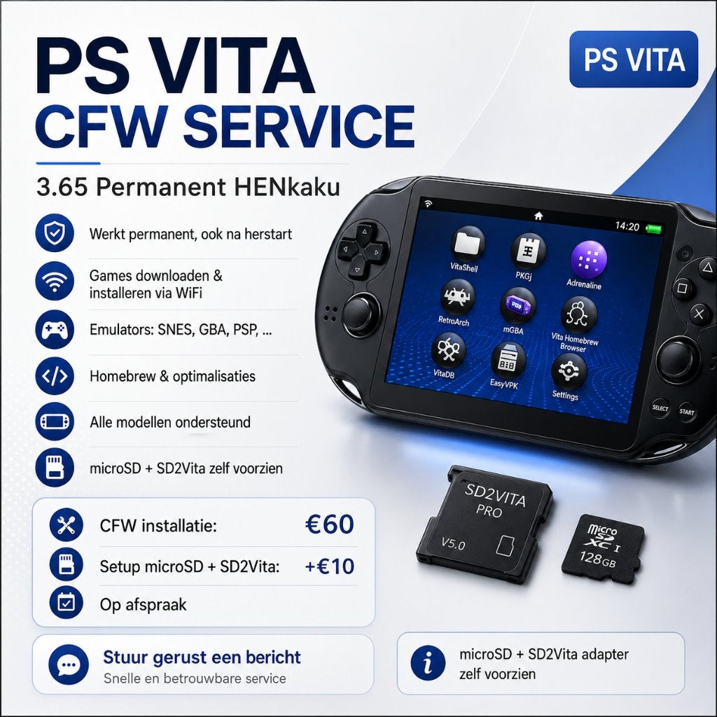 PS Vita CFW Service 3.65 Permanent HENkaku, Games en Spelcomputers, Spelcomputers | Sony PlayStation Vita, Nieuw, Met games, Met UMD-films