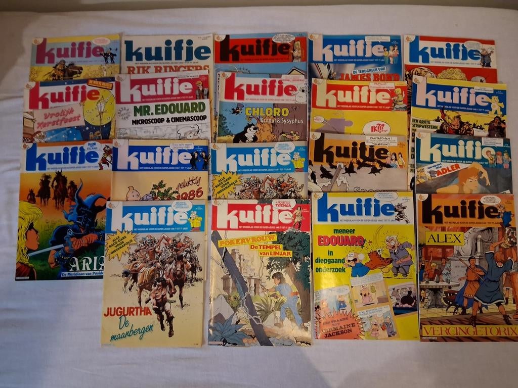 Pakket kuifje weekbladen, tussen jaargang 37 en 41 jaren 80, Boeken, Meerdere stripboeken, Ophalen of Verzenden, Gelezen