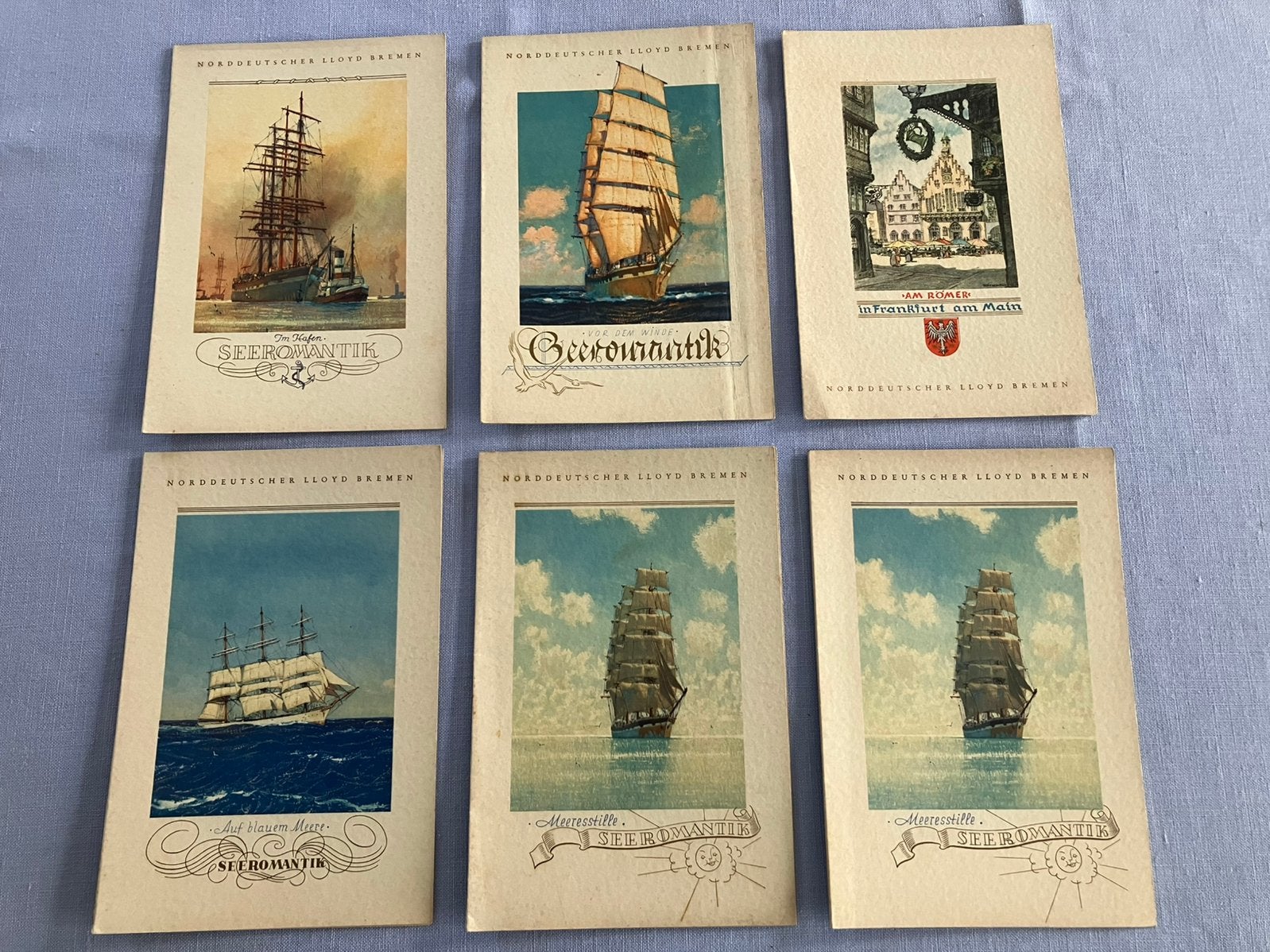 6 menukaarten 1936 Norddeutscher Lloyd Bremen, Ophalen of Verzenden