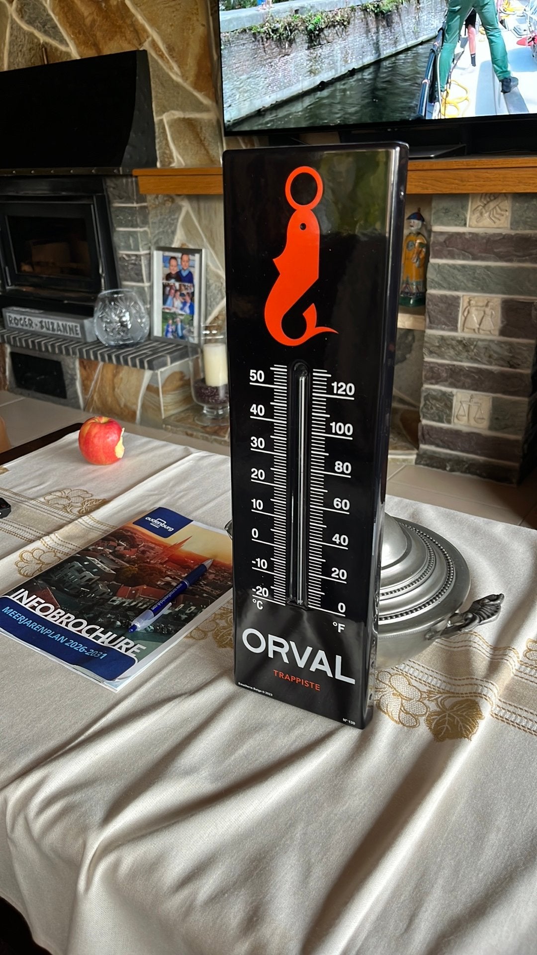 Emaille thermometer van Orval, Verzamelen, Merken en Reclamevoorwerpen, Ophalen, Zo goed als nieuw