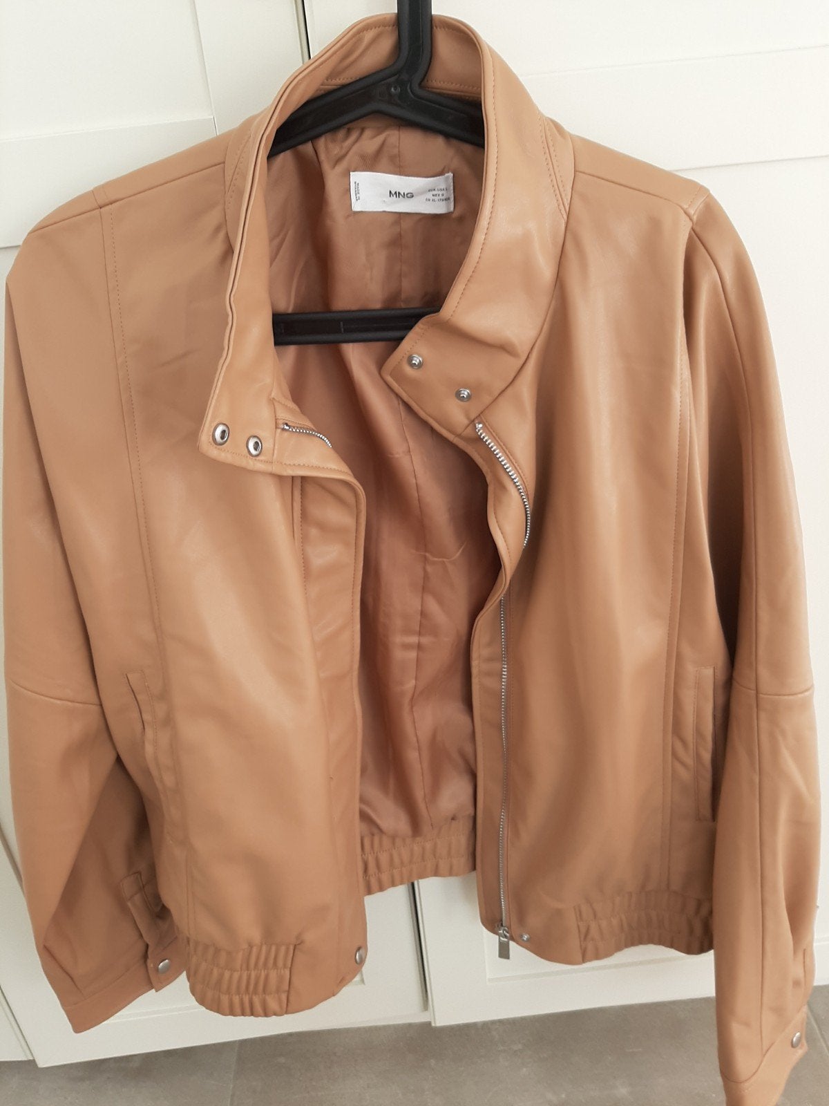 Bomberjack lederlook Mango, Kleding | Dames, Jassen | Zomer, Ophalen, Beige