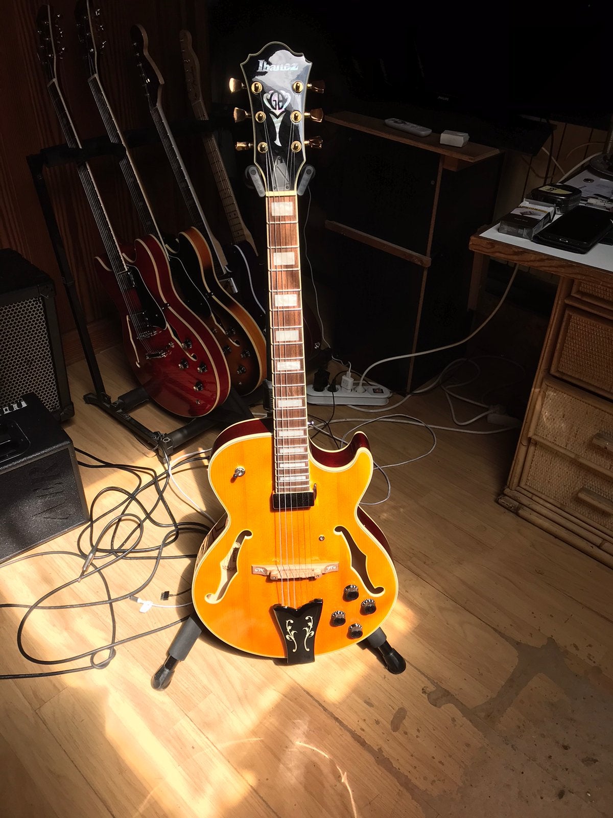 Ibanez jazz gitaar GB 10 em aa, Ophalen of Verzenden, Gebruikt, Hollow body, Ibanez
