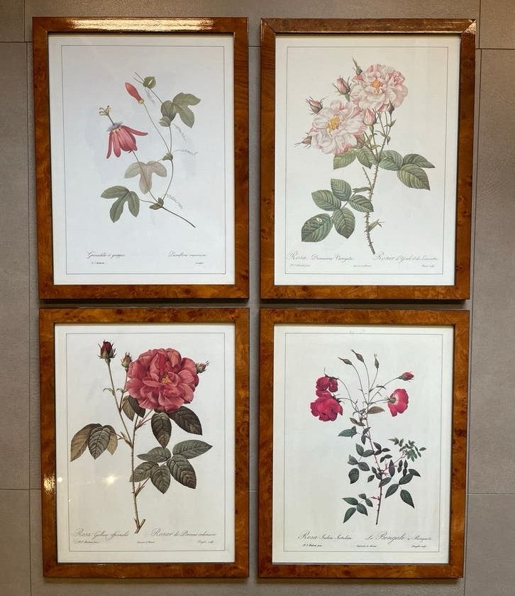 4 hoogwaardige (litho) bloemenprenten P. J. Redouté, Huis en Inrichting, Woonaccessoires | Schilderijen, Tekeningen en Foto's