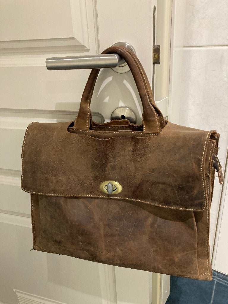 Lederen aktetas, 30 tot 40 cm, Minder dan 30 cm, Bruin, Aktetas of Boekentas