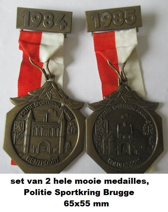 2 hele mooie medailles, POLITIE SPORTKRING  BRUGGE, Postzegels en Munten, Penningen en Medailles, Ophalen of Verzenden, Overige materialen