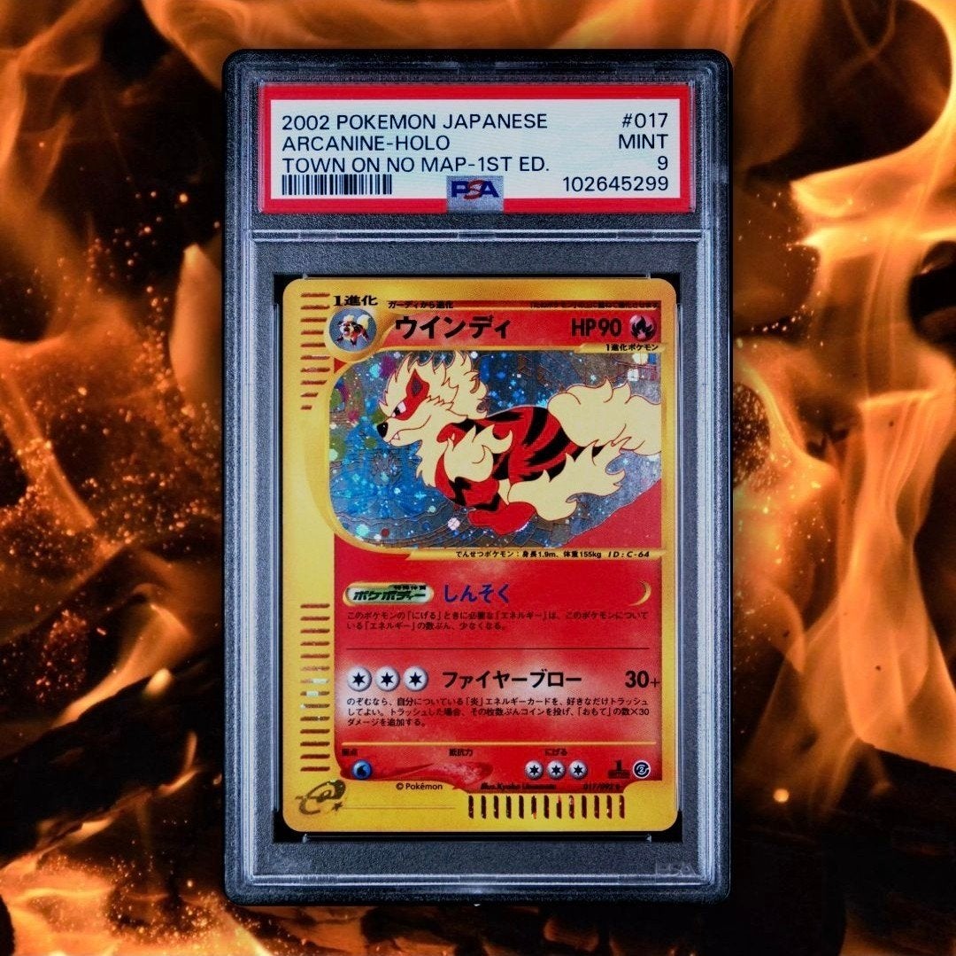 Arcanine holo town on no map 1st edition japanese PSA9 mint, Enlèvement