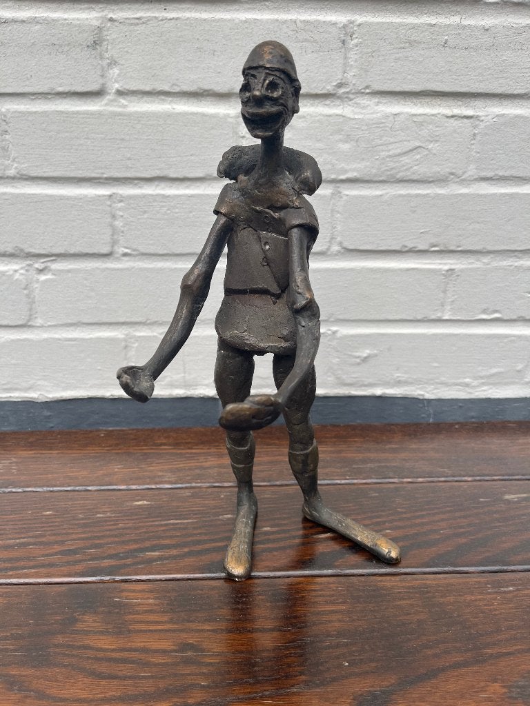 Massief brons beeld clown, Antiek en Kunst, Ophalen, Overige onderwerpen, Brons, 20 - 50 cm