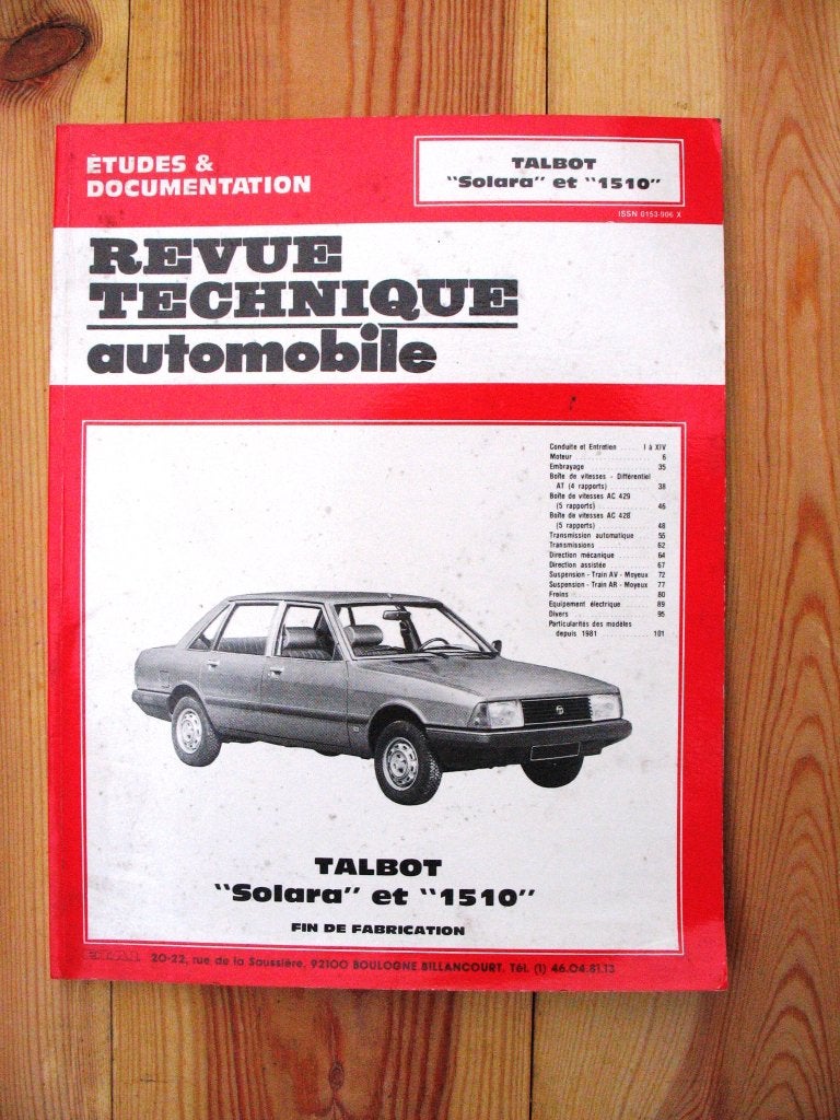 RTA TALBOT SOLARA et 1510, Enlèvement ou Envoi