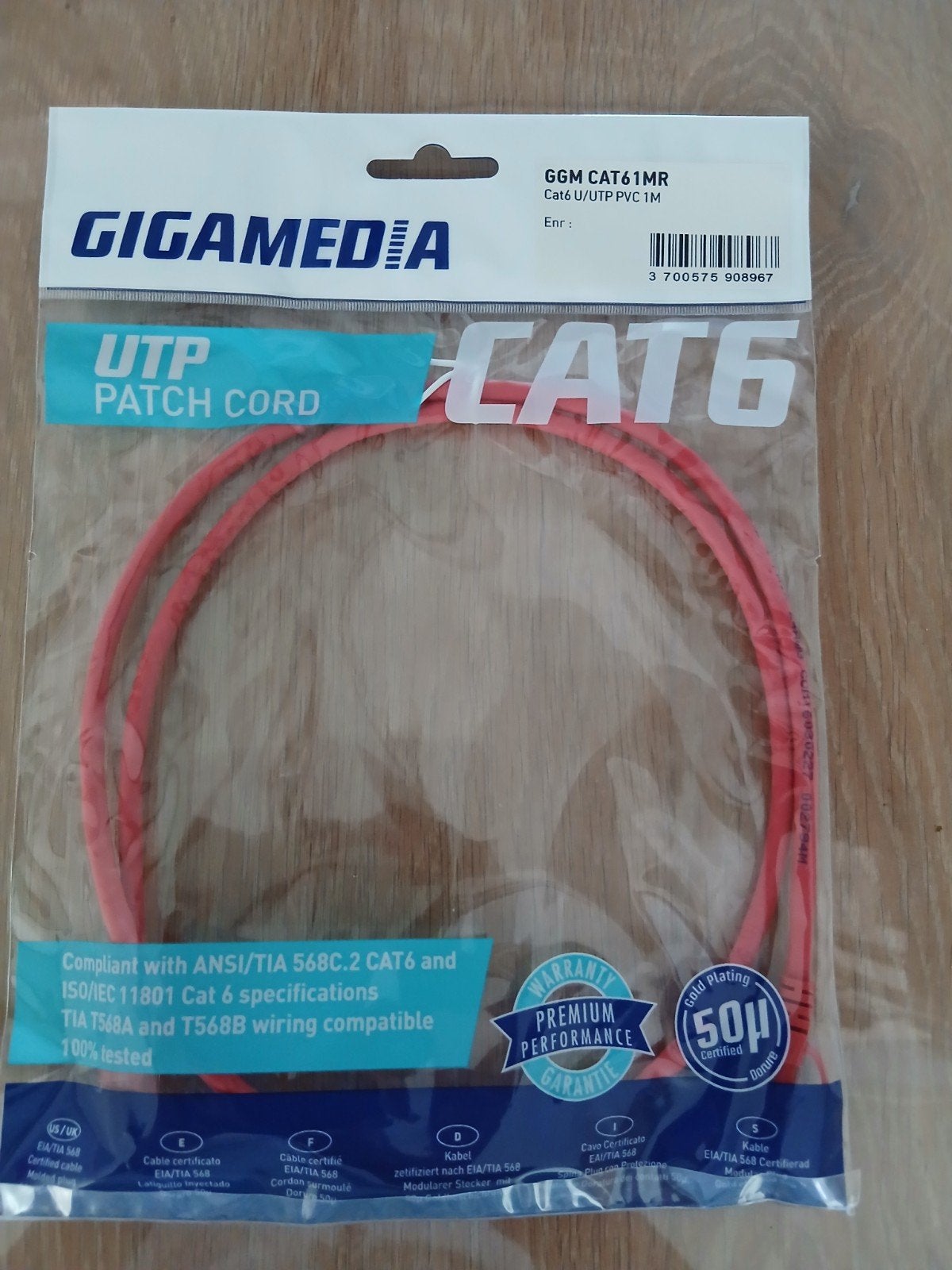 10 GIGAMEDIA patchkabels CAT6 UTP, Ophalen of Verzenden, Nieuw