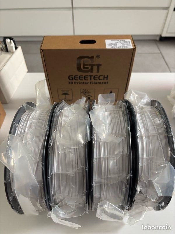 Lot 4 Bobines Filament 3D PETG Geeetech - Blanc, Enlèvement, Neuf
