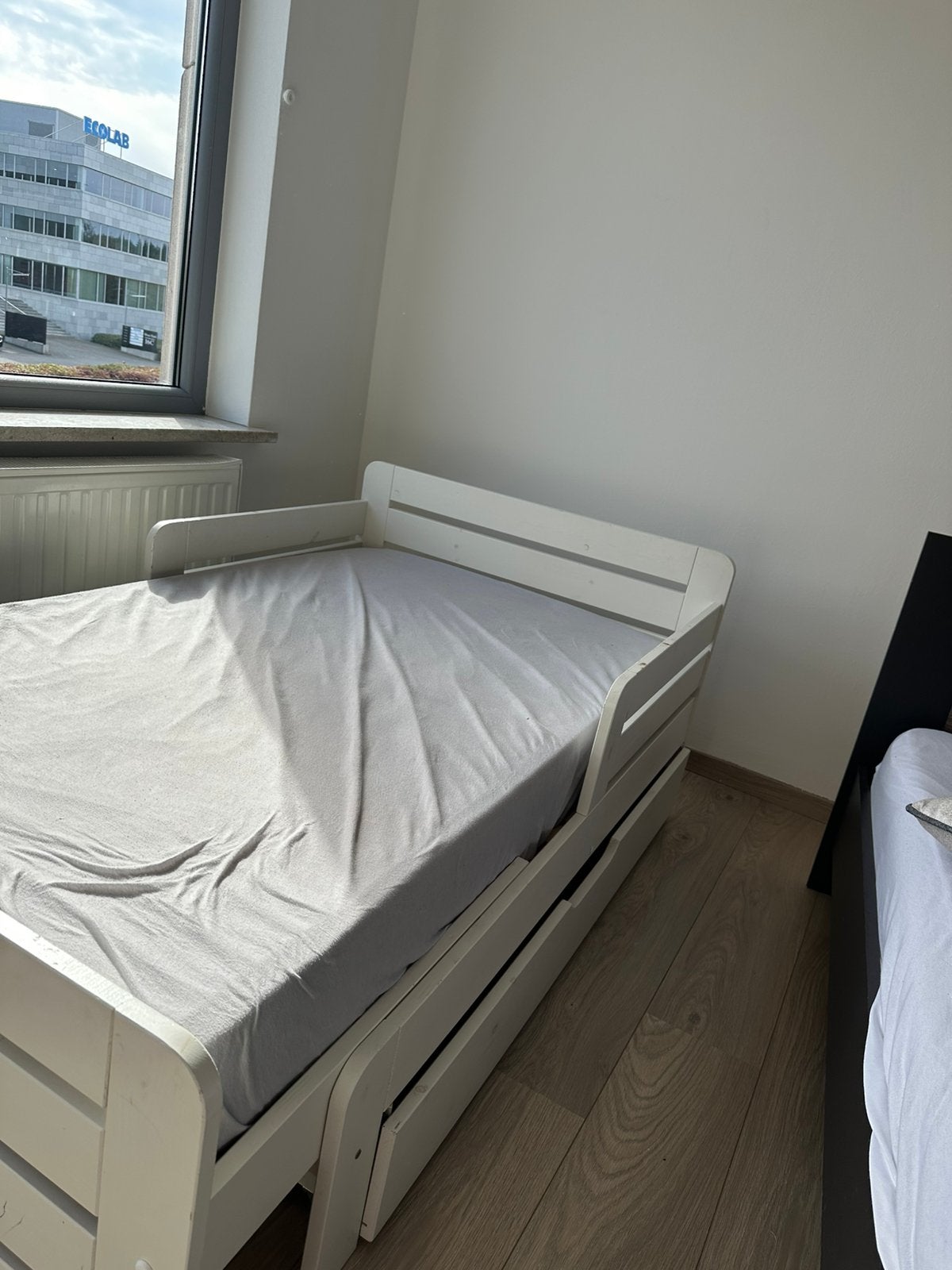 lit enfant blanc avec matelas et tiroir 90x180, Maison & Meubles, Enlèvement, Comme neuf, Blanc, 180 cm