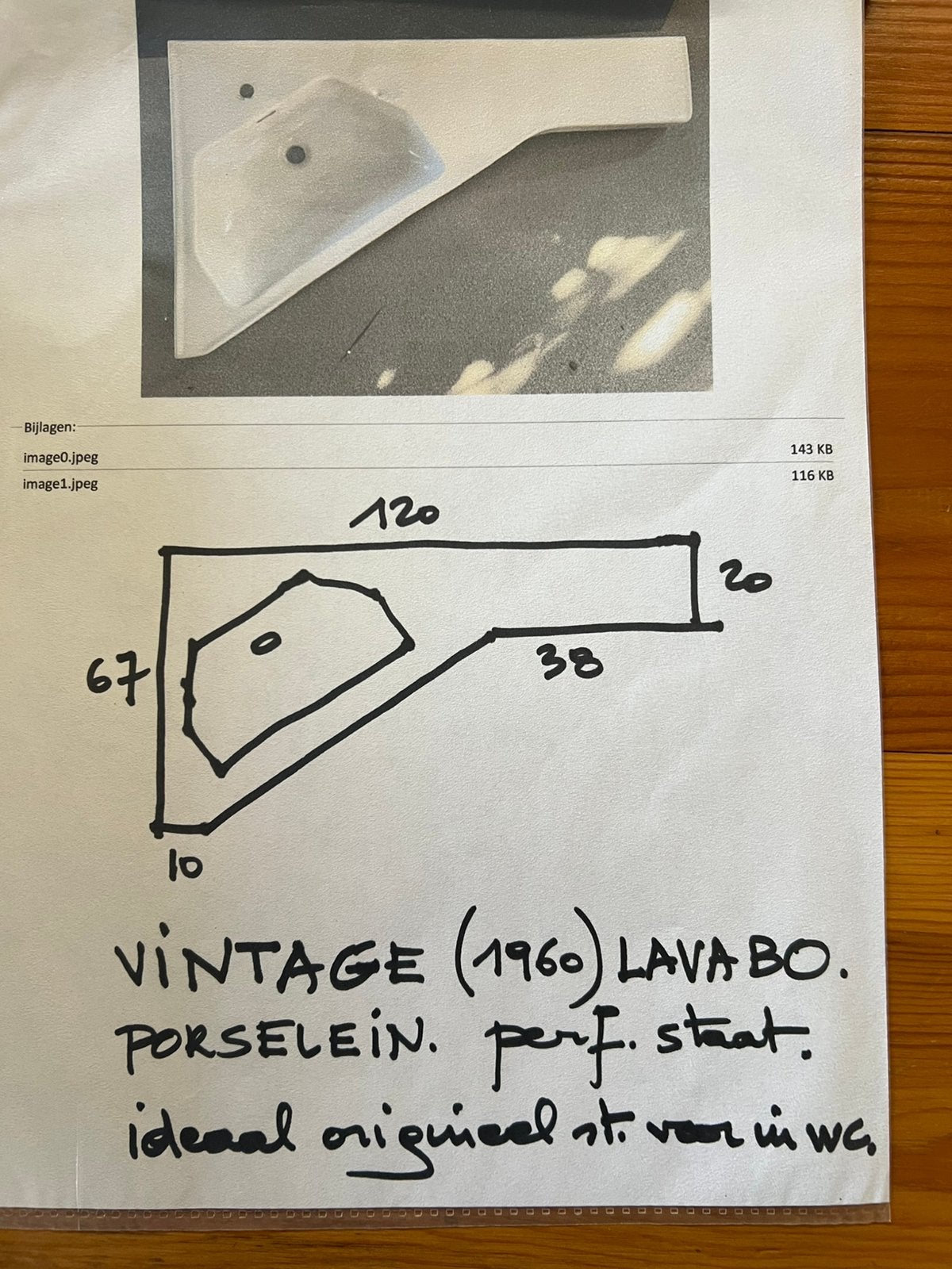 Unieke hoeklavabo porcelein, Ophalen, Gebruikt, Toilet