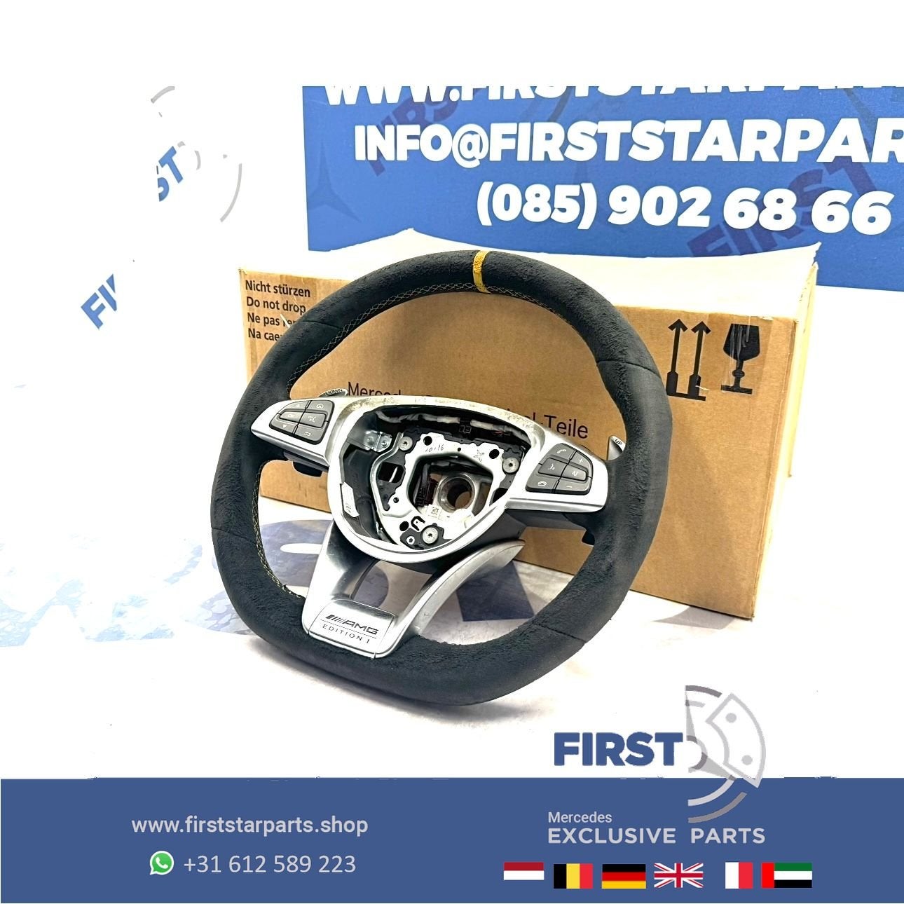 W205 C63 W253 GLC63 AMG STUUR EDITION 1 GELE STIK C GLC 63 K, Gebruikt, -, Ophalen of Verzenden, -