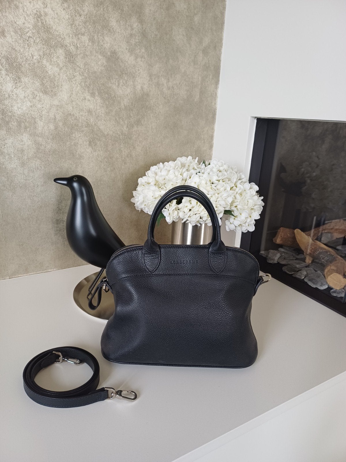 Zwarte handtas LONGCHAMP Le Foulonné
in zwart rundsleder, Handtassen en Accessoires, Ophalen of Verzenden, Zo goed als nieuw, Zwart