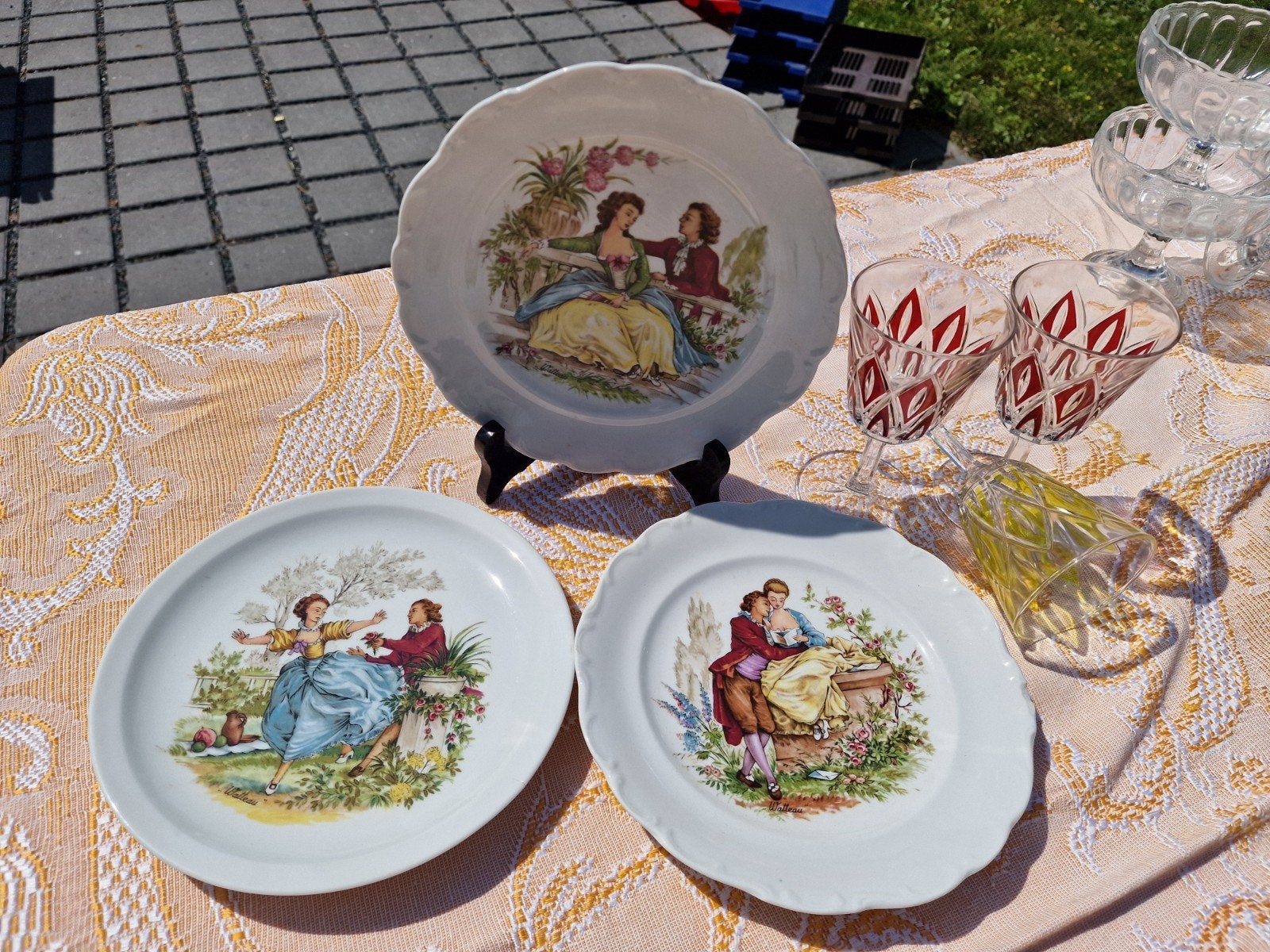 3 porseleinen bordjes Bavaria 18de eeuwse afbeelding, Ophalen of Verzenden