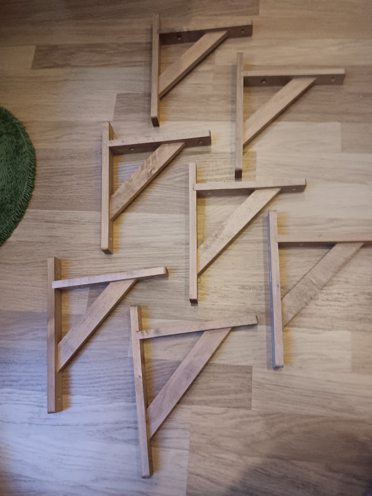 7 kleine en 6 grote wandplank steunen in hout., Maison & Meubles, Accessoires pour la Maison | Étagères murales & Rayons de bibliothèque