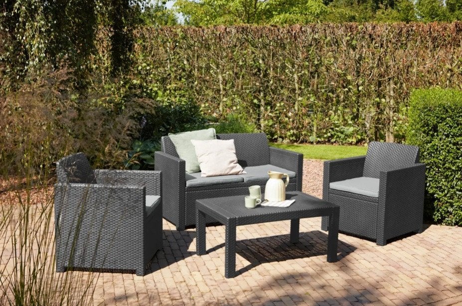 Allibert 3-delige Wicker balkon loungeset Merano 4 personen!, Enlèvement, Osier, Sets de jardin