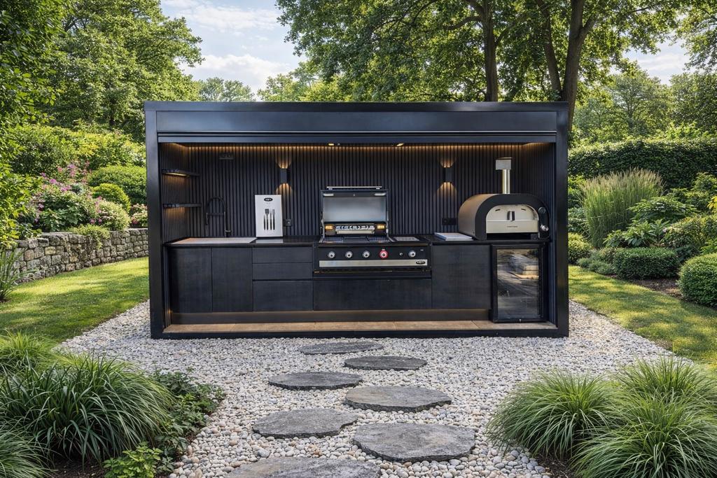 Moderne buitenkeuken met BBQ + koelkast – topstaat, Tuin en Terras, Ophalen, Nieuw
