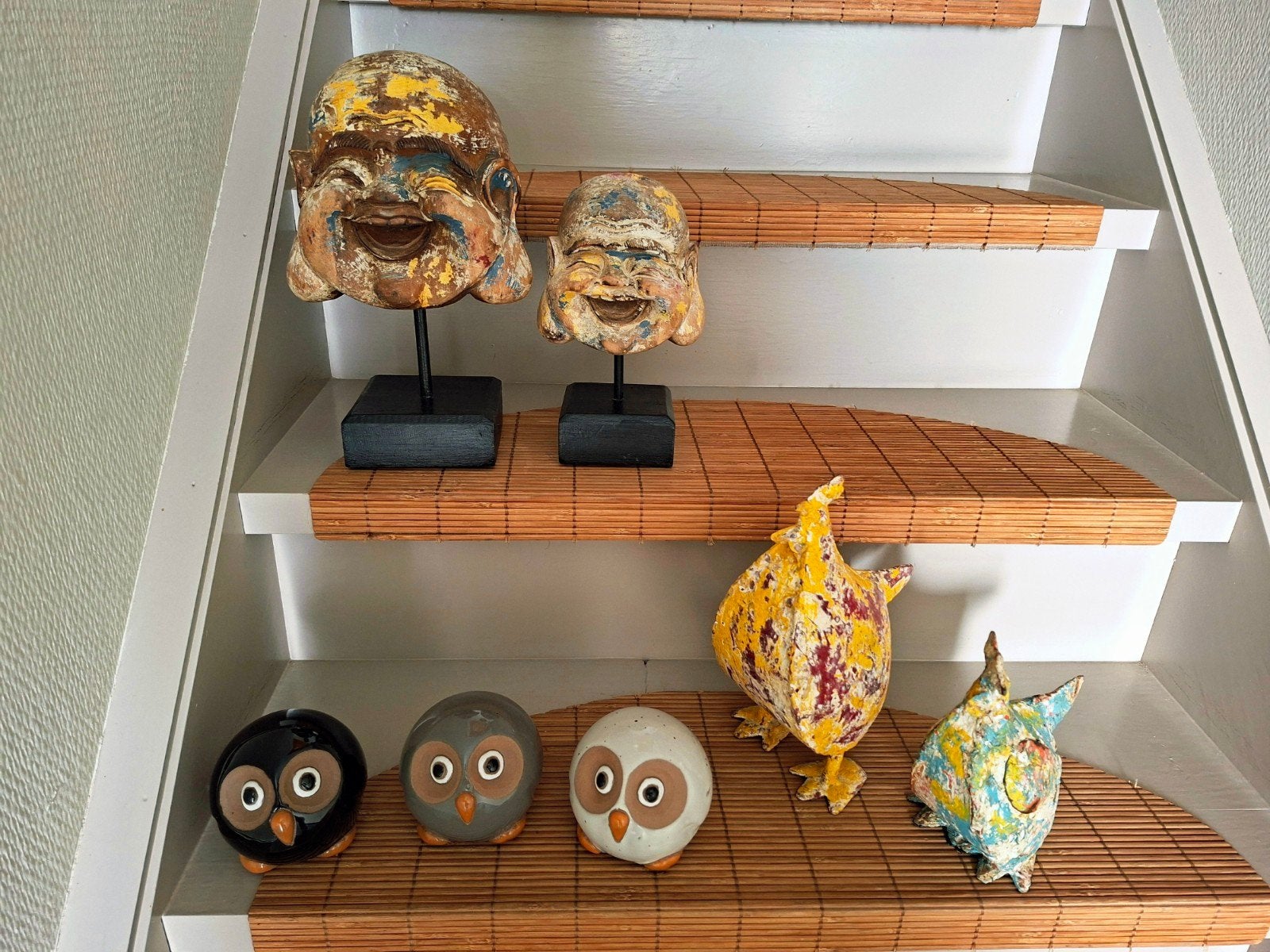 Woondecoratie: boeddha hoofden, uiltjes & kippen, Ophalen, Zo goed als nieuw