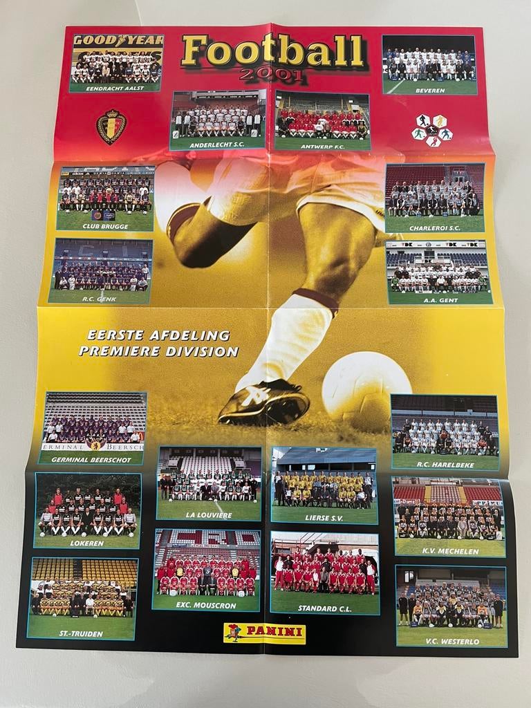 Panini - Poster Football België 2001, Verzamelen, Verzenden, Zo goed als nieuw
