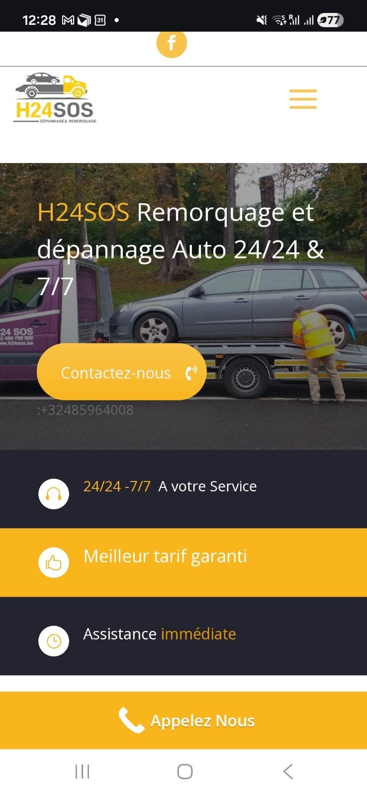 À vendre – Site  web de dépannage voiture Bruxelles, Enlèvement