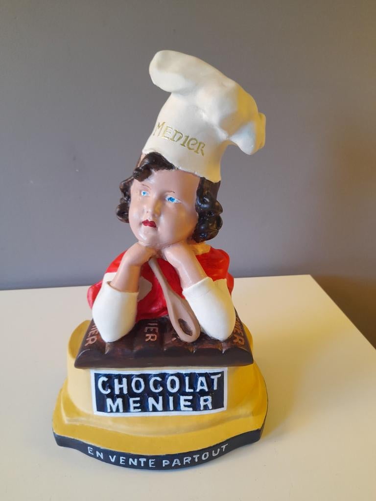 Plâtre Publicitaire Chocolat Menier, Collections, Enlèvement ou Envoi, Utilisé, Panneau publicitaire