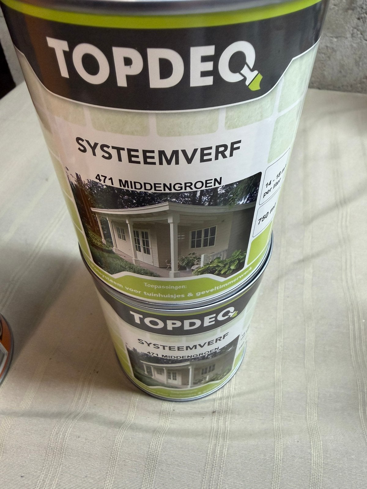 Topdeq dekkende beits middengroen 0,75liter, Doe-het-zelf en Bouw, Ophalen of Verzenden, Nieuw, Groen, Beits