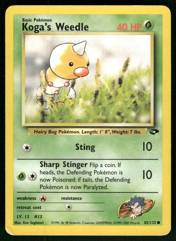 Koga's Weedle 82/132 - Gym Challenge (EX), Hobby en Vrije tijd, Verzamelkaartspellen | Pokémon, Verzenden, Gebruikt
