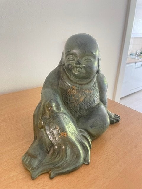 budda beeld, Antiek en Kunst, Kunst | Beelden en Houtsnijwerken, Beeld, Glas, Art nouveau, Zwart, Ophalen