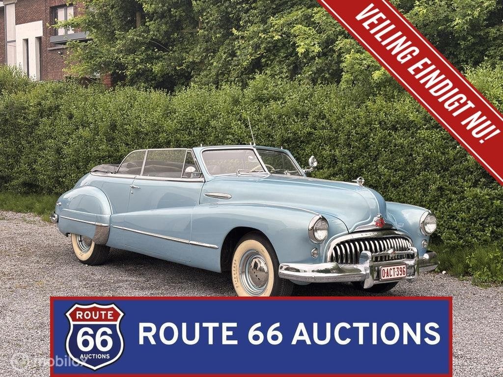 Buick Eight Cabriolet | 1947 | Route 66 Auctions, Auto's, Zwart, Bedrijf, Handgeschakeld, Buick